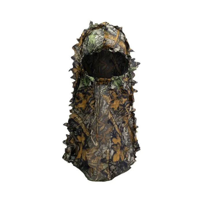 Camouflage Sturmhaube in Blatttarnung mit losen Blättern und einer Öffnung für das Gesicht