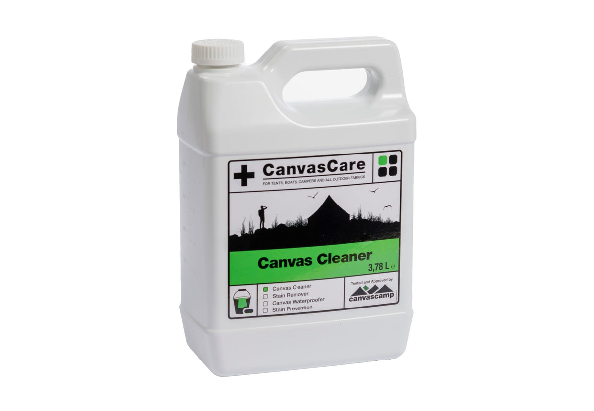 CanvasCare Canvasreiniger, weißer 3,78-Liter-Kanister mit grünem Etikett Canvas Cleaner
