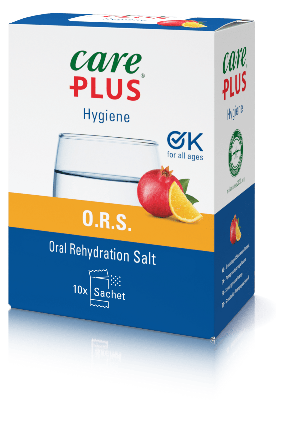 Care Plus ORS Schachtel mit 10 Beuteln, orange Ausführung mit Granatapfel und Orange