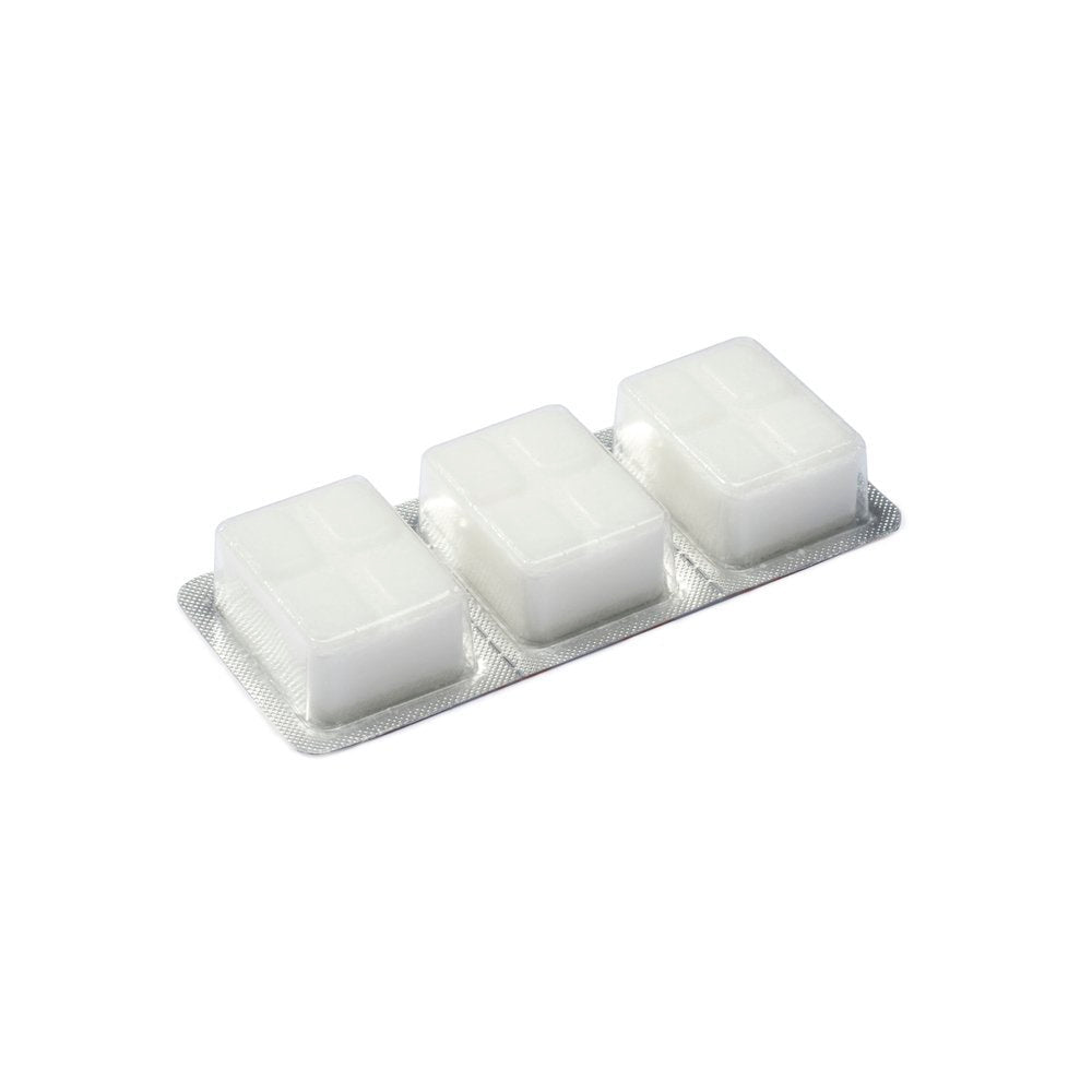 Esbit Brennstofftabletten, drei weiße Tabletten in einer geöffneten Blisterverpackung