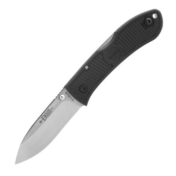 Ka-Bar 4062 Dozier Klappmesser mit schwarzem Griff und silberner Klinge, aufgeklappt