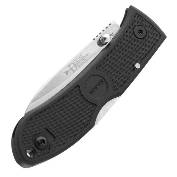 Ka-Bar Dozier Klappmesser zugeklappt, schwarzer Griff mit gerippter Grifffläche von vorn