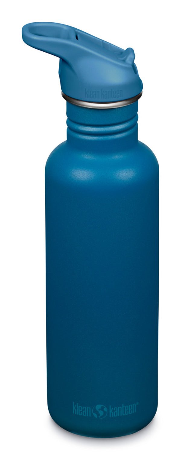 Klean Kanteen Classic Trinkflasche in Petrolblau mit blauem Sportdeckel