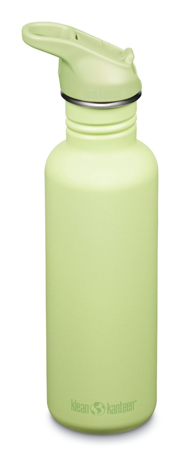 Klean Kanteen Classic Trinkflasche in Hellgrün mit hellgrünem Sportdeckel