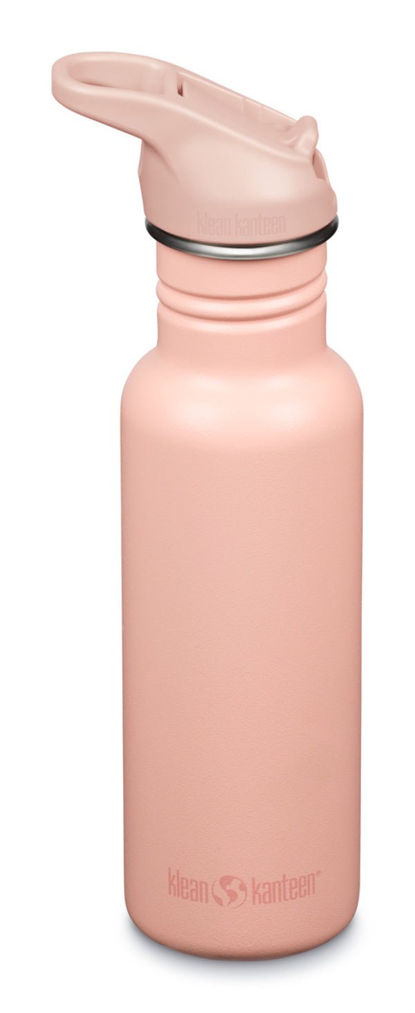 Klean Kanteen Classic Narrow Trinkflasche in Lachsrosa mit passendem rosa Sportdeckel