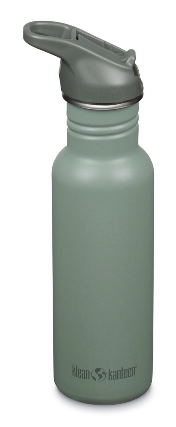Klean Kanteen Classic Narrow Trinkflasche in Graugrün mit passendem Sportdeckel