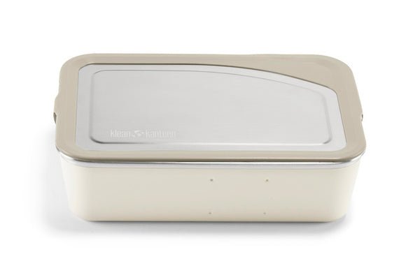 Klean Kanteen Rise Big Meal Box in Cremeweiß mit Metalldeckel und beigem Rand