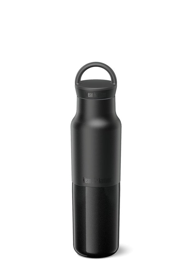 Klean Kanteen Rise Classic 355 ml Wasserflasche in Schwarz mit Arch Loop Cap und Trageschlaufe