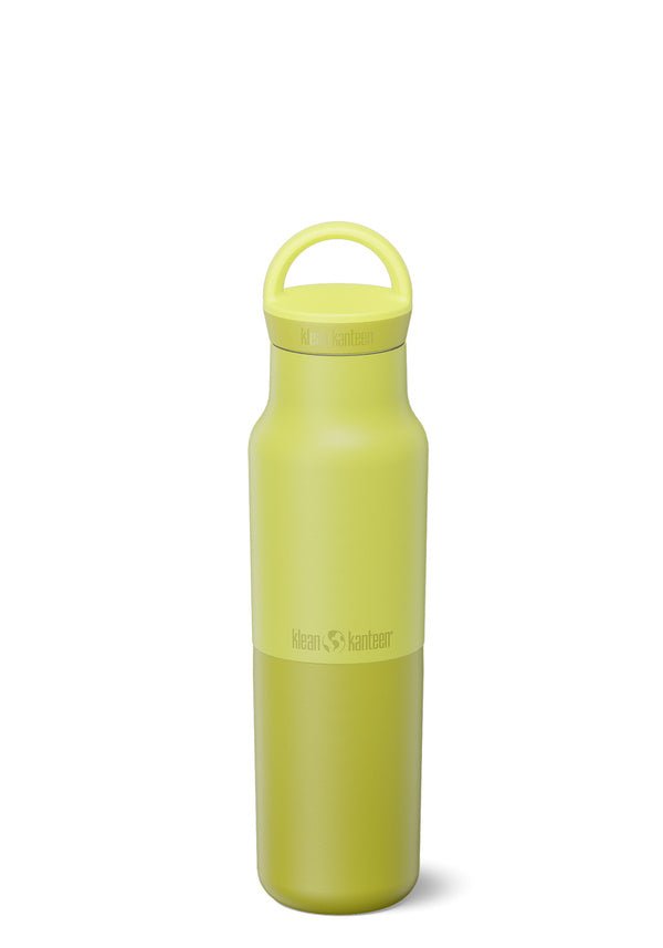 Klean Kanteen Rise Classic Wasserflasche in Limettengelb mit passender Arch Loop Cap