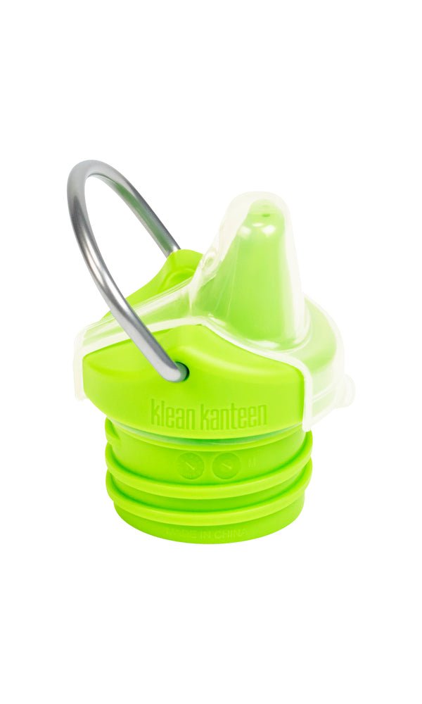Klean Kanteen Sippy Cap Trinkdeckel in Limettengrün mit Trageschlaufe aus Metall und transparenter Schutzkappe