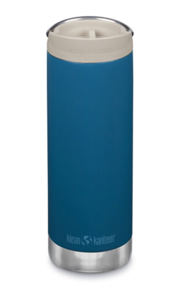 Klean Kanteen TKWide 473 ml in Petrolblau mit beigefarbener Café Cap