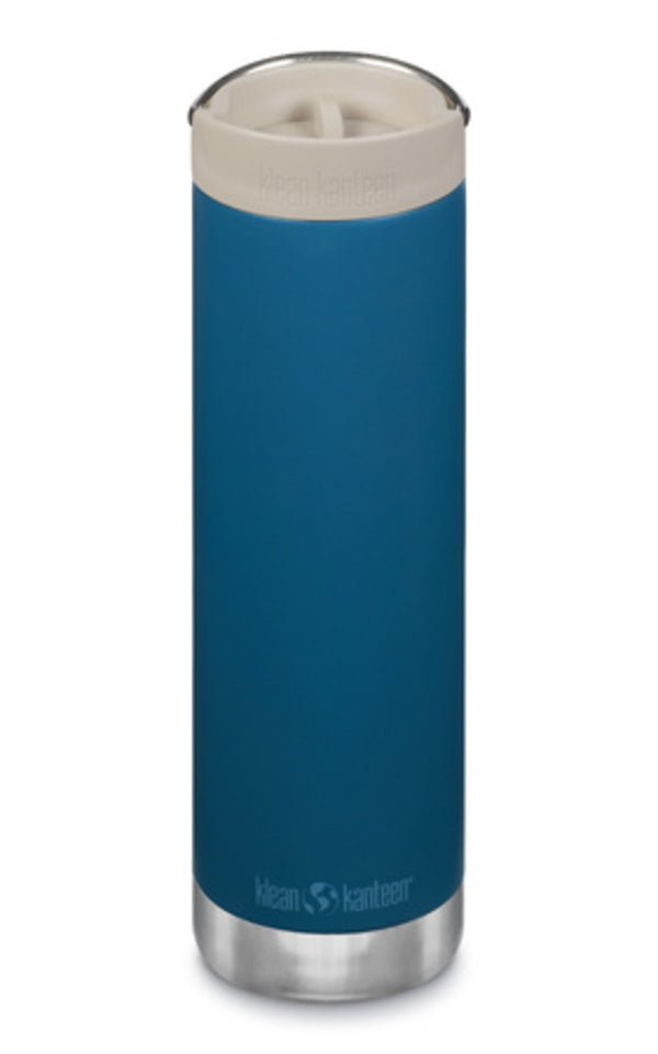 Klean Kanteen TKWide 592 ml in Petrolblau mit beigefarbener Café Cap