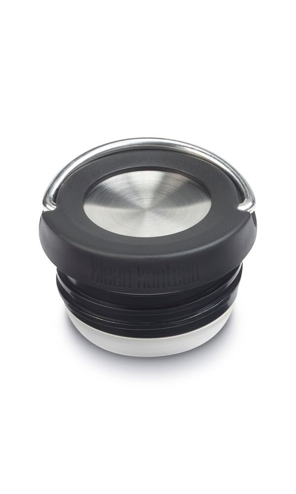 Klean Kanteen TKWide Insulated Loop Cap in Schwarz mit Oberseite aus Stahl und Tragebügel