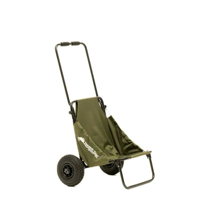 Stealth Gear Extreme Transport Trolley in Grün mit zwei großen Rädern, Griff und Sitzfläche