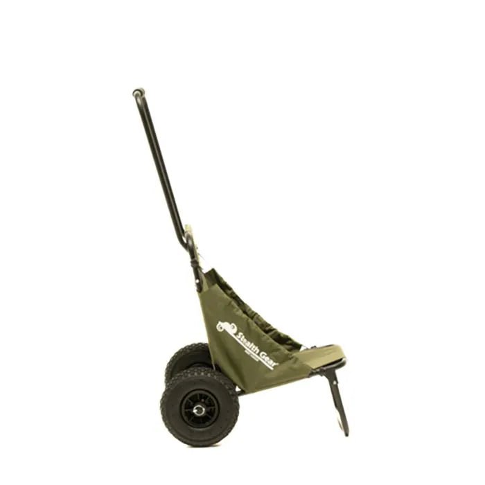 Stealth Gear Extreme Transport Trolley von der Seite mit Rädern, langer Stange und Ständer
