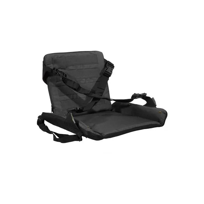 Stealth Gear Outdoor Sitzkissen in Schwarz mit Rückenlehne, Schnallen und Tragegurt