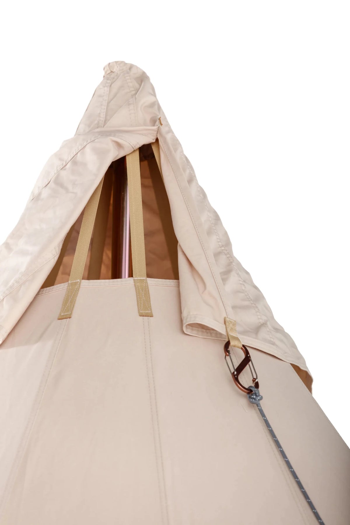 CanvasCamp Traveller 400 offene Lüftungskappe an der Spitze mit Karabiner und Leine