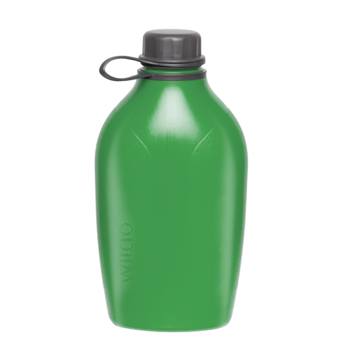 Wildo Explorer Bottle in Grün mit grauem Schraubverschluss, von vorne