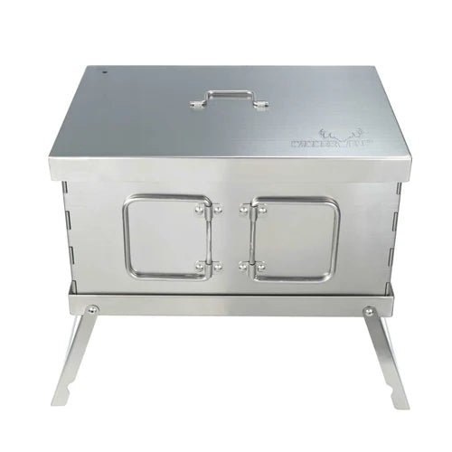 Winnerwell Flat Smoker von vorne mit zwei Türchen, Deckel mit Griff und Winnerwell-Logo
