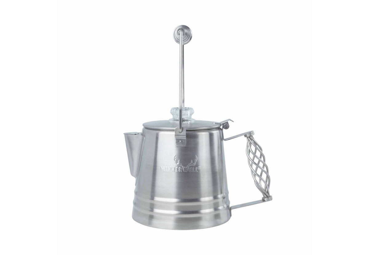 Winnerwell Perkolator Kaffeekanne aus Edelstahl mit herausgezogenem Steigrohr und geflochtenem Griff