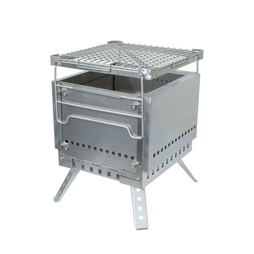 Winnerwell Portable Grill Firepit Feuerschale mit Grillrost obendrauf und schrägen Beinen