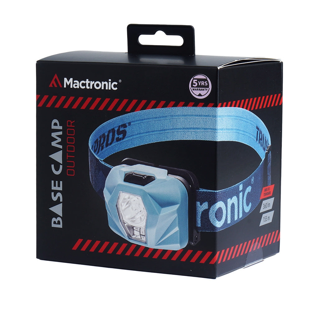 Mactronic Base Camp in der schwarzen Verpackung mit der Lampe hinter dem Sichtfenster