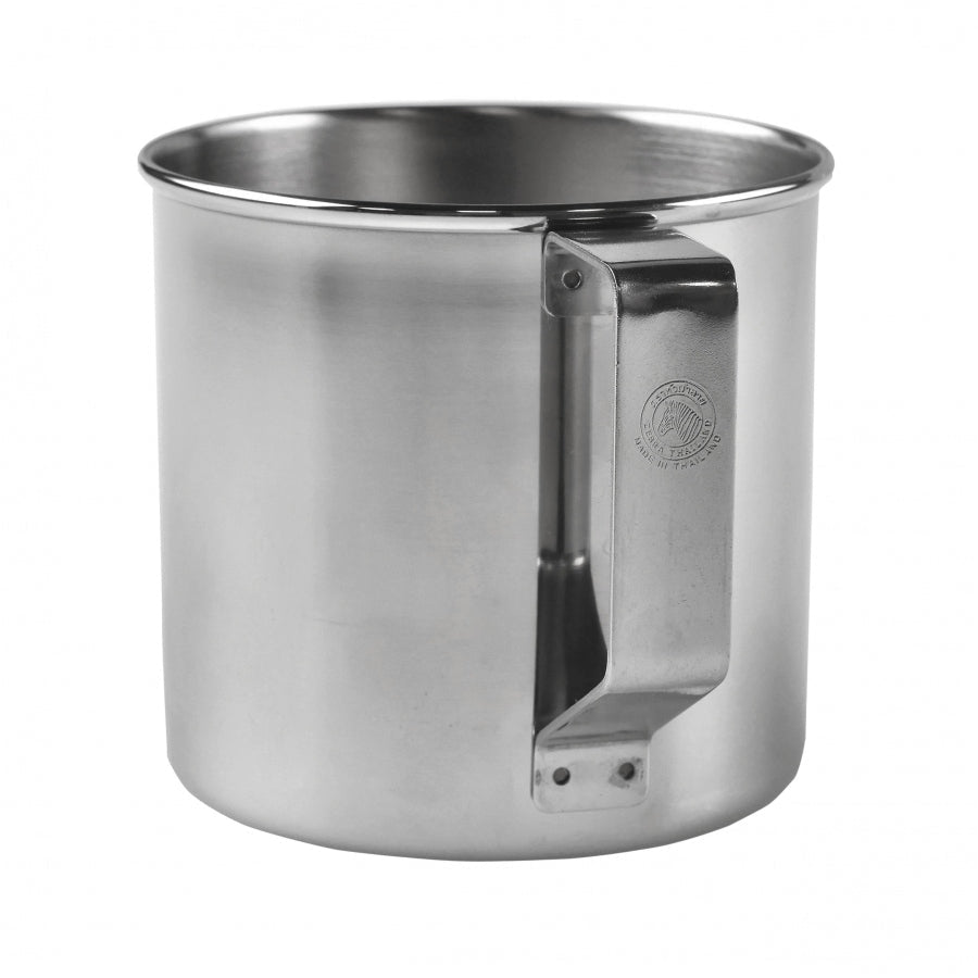 Zebra Thailand Becher von vorne mit dem flachen Henkel und dem eingeprägten Logo darauf